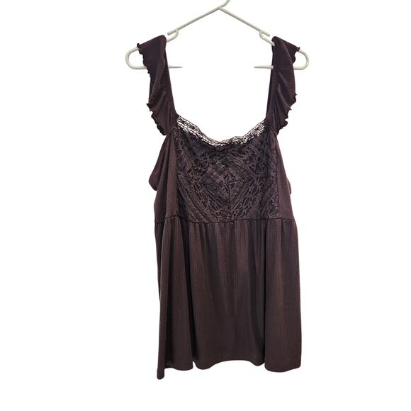 Torrid Textured Jersey Square Neck Flutter Sleeve Babydoll Blouse Periscope 2X - Picture 2 of 10